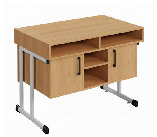 Стіл демонстраційний, 1200х750х900 мм, на вертикальній плоскоовальній трубі, стільниця покрита пластиком HPL (ЛЕОНТЕК) (100303 HPL)